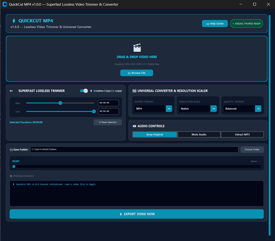 QuickCut Controls and Terminal